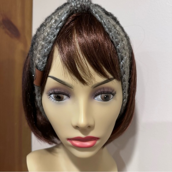 Starry night sparkle, winter headband/ear, warmer, 4” x 22”, gray tones - Picture 3 of 8